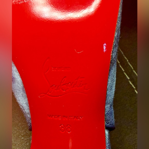 Christian Louboutin Denim Sling Pumps Kitten Heels LIKE NEW - Picture 7 of 10